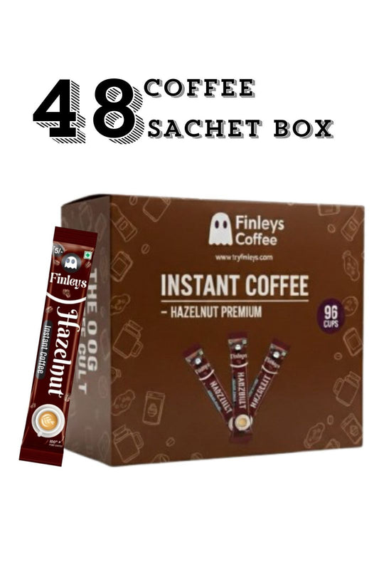 Finleys 48 Hazelnut Sachet | Instant Coffee Powder Sachets (Classic) - 72 Grams| Hot & Cold Coffee| Makes 48 Cups| Strong Coffee| Easy To Carry| Best Coffee| Espresso, Latte, Cappuccino (Hazelnut) (Copy)