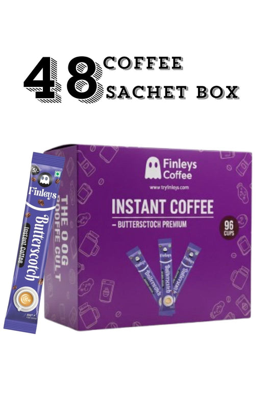 Finleys 48 Butterscotch Sachet | Instant Coffee Powder Sachets - 72 Grams| Hot & Cold Coffee| Makes 72 Cups| Strong Coffee| Easy To Carry| Best Coffee| Espresso, Latte, Cappuccino (Butterscotch)